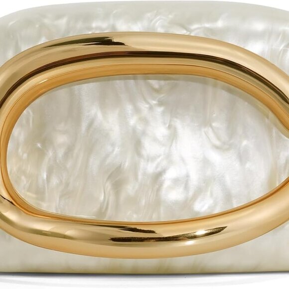 Clutch Purses for Women Formal, PU Leather/Marble Acrylic Evening Bags with Chai - Picture 1 of 7